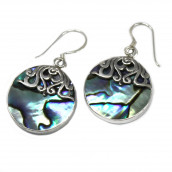 Shell & Silver Earrings - Classic Disc - Abalone - 6g - Click Image to Close